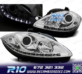 FAROS PARA SEAT LEON Y ALTEA 09-12 LUZ DIURNA FONDO CROMO