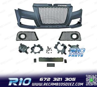 PARAGOLPES DELANTERO AUDI A3 8P 08-12 LOOK RS3 PDC + FAROS A