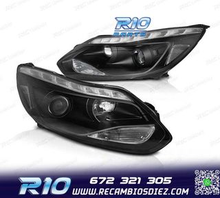 FAROS FORD FOCUS MK3 11-14 LUZ DIURNA LED NEGROS