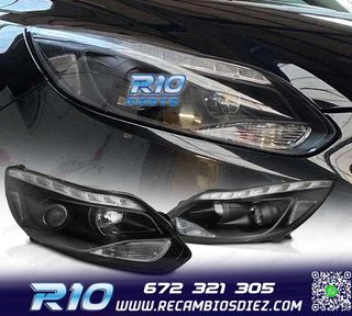FAROS FORD FOCUS MK3 11-14 LUZ DIURNA LED NEGROS