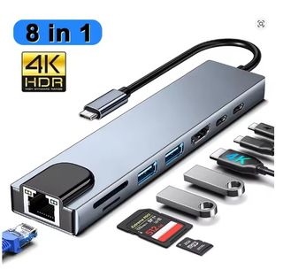 Hub USB-C 8 en 1 4K HDR (RED, HDMI, USB, SD...)