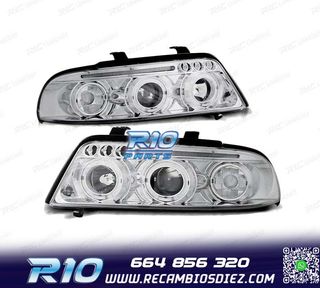 FAROS AUDI A4 B5 99-00 OJOS ANGEL + LED CROMADOS