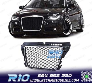 PARRILLA AUDI A3 8P 08-12 LOOK RS3 NEGRO CROMO