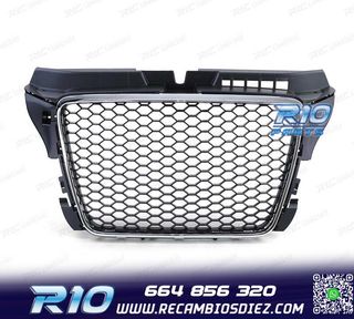 PARRILLA AUDI A3 8P 08-12 LOOK RS3 NEGRO CROMO