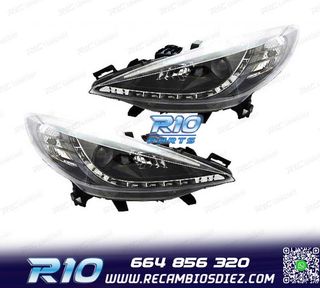 FAROS PEUGEOT 207 06-12 LUZ DIURNA LED NEGRO + MOTOR