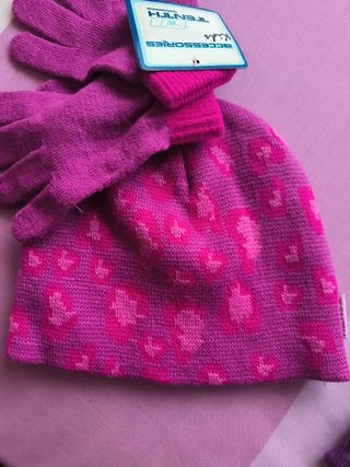 Conjunto gorro y guantes Tenth rosa y morado