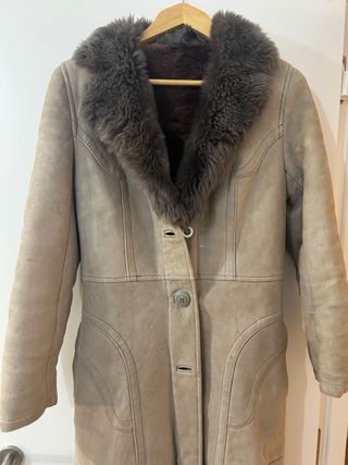 Abrigo antiguo piel mujer beige/marrón