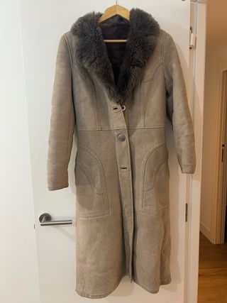 Abrigo antiguo piel mujer beige/marrón