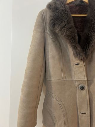 Abrigo antiguo piel mujer beige/marrón