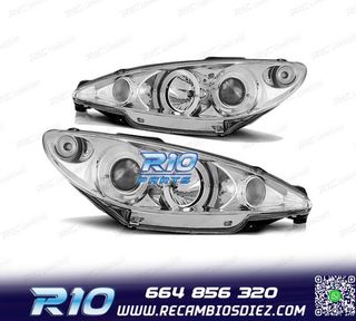 FAROS PARA PEUGEOT 206 02- OJOS ANGEL CROMADOS 6K