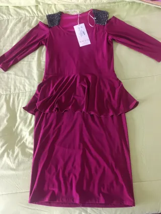 Vestido de fiesta morado talla 40, nuevo