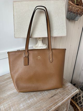 Bolso Tote Coach Marrón Piel