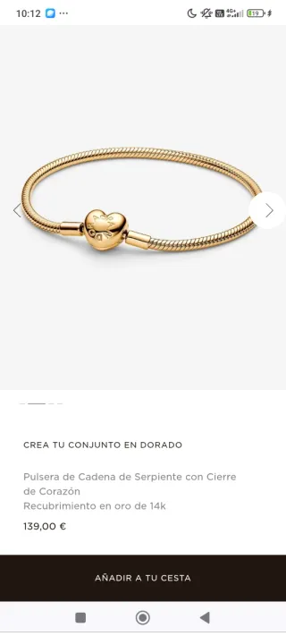 Pulsera Pandora Cadena Serpiente Corazón