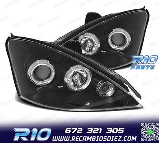 FAROS FORD FOCUS 98-01 OJOS ANGEL LED FONDO NEGRO