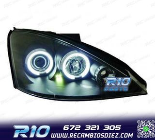 FAROS FORD FOCUS 98-01 OJOS ANGEL LED FONDO NEGRO