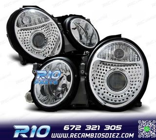 FAROS PARA MERCEDES CLASE CLK W208 98-02 LUPA FONDO CROMO