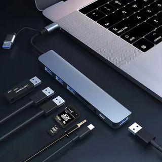  HUB 8 en 2 USB + tipo C HUB (Audio 3,5, SD, USB.)