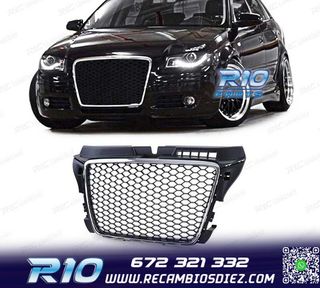 PARRILLA AUDI A3 8P 08-12 LOOK RS3 NEGRO CROMO