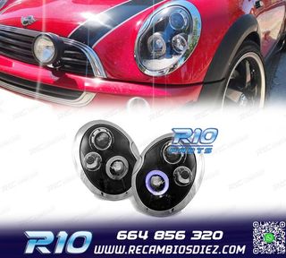 FAROS PARA MINI COOPER 01-06 OJOS ANGEL NEGROS