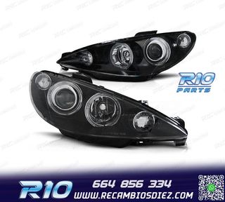 FAROS PEUGEOT 206 98-09 OJOS ANGEL FONDO NEGRO