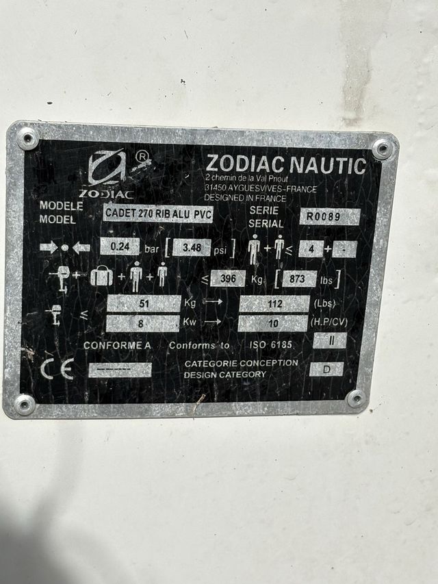 Zodiac Cadet Rib Aluminio 270 (2021)