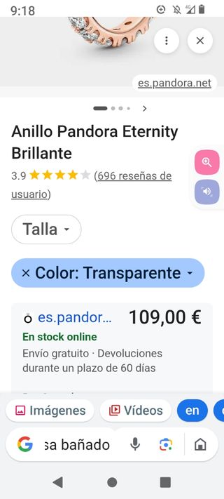 Anillo Pandora Oro Rosa Circonitas