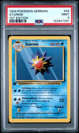 PSA 9 Starmie 1ST ED. BS 64 BASE SET GERMAN 