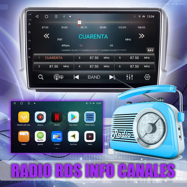 PANTALLA GPS PEUGEOT 208, 2008 2012-2018 CARPLAY