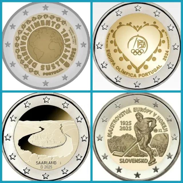 LOTE 7. 4 MONEDAS DE 2 EUROS SIN CIRCULAR 