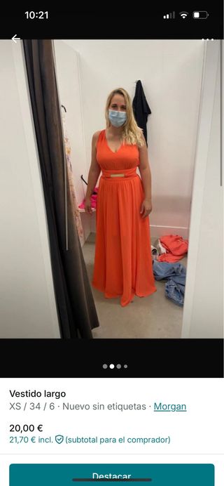 Vestido largo naranja Morgan Talla XS