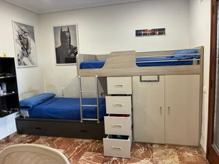 Cama tren con armario y cajones