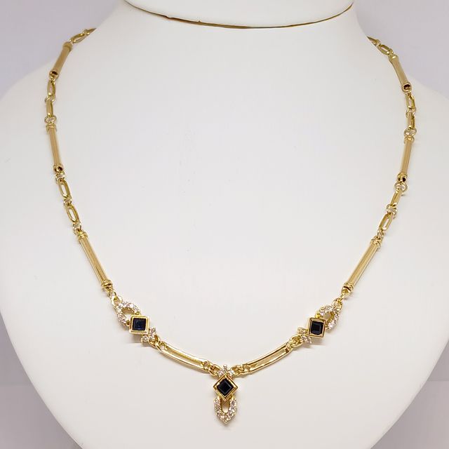 Gargantilla Oro Colgantes Zafiros Brillantes