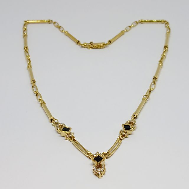 Gargantilla Oro Colgantes Zafiros Brillantes