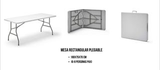 Mesa Rectangular Plegable Blanca