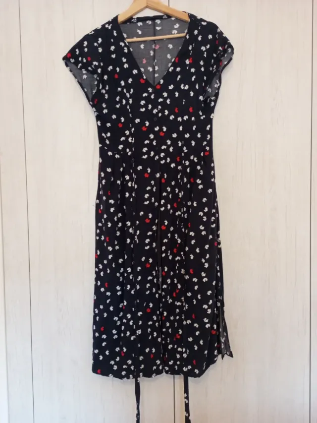 Vestido Mango Negro Estampado Flores