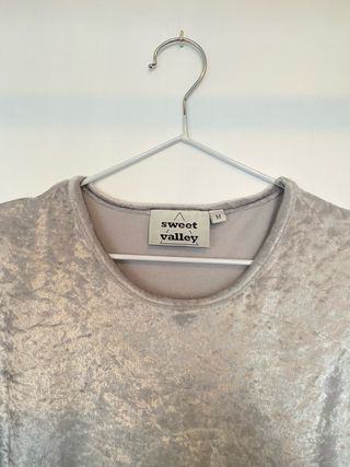 Blusa Terciopelo Vintage Plata Talla M
