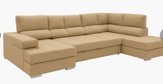 Sofá modular chaise longue beige/gris