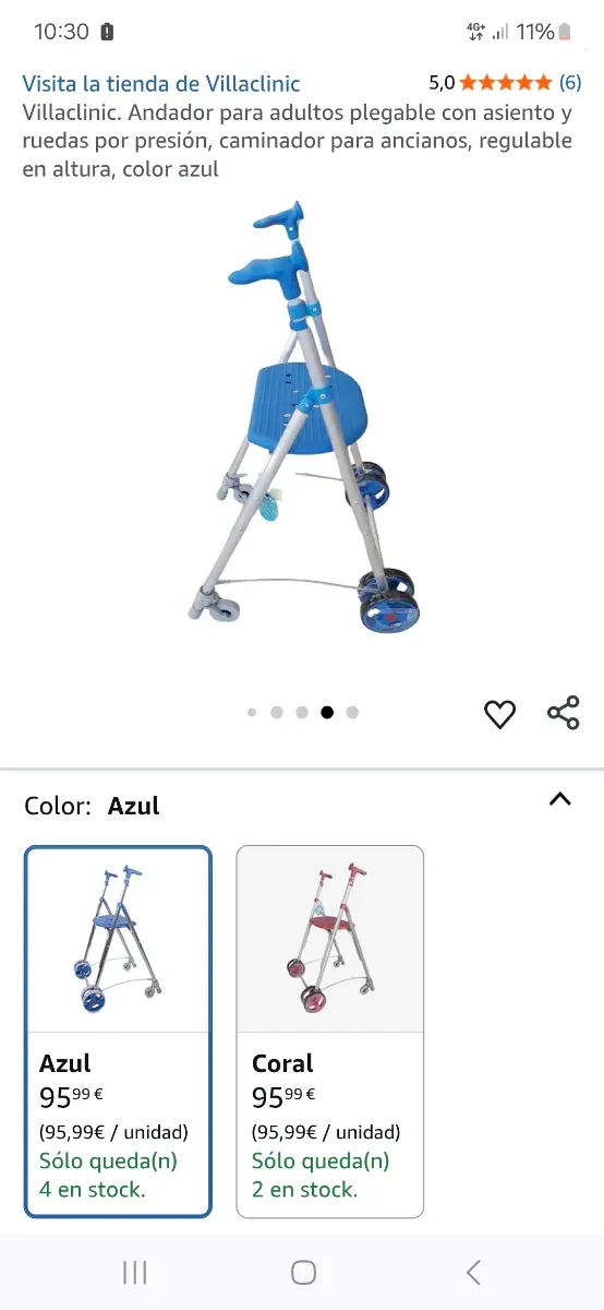 Andador con asiento y ruedas