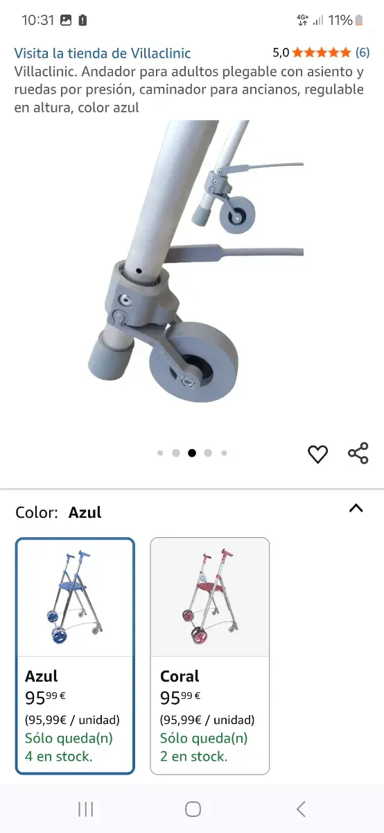 Andador con asiento y ruedas