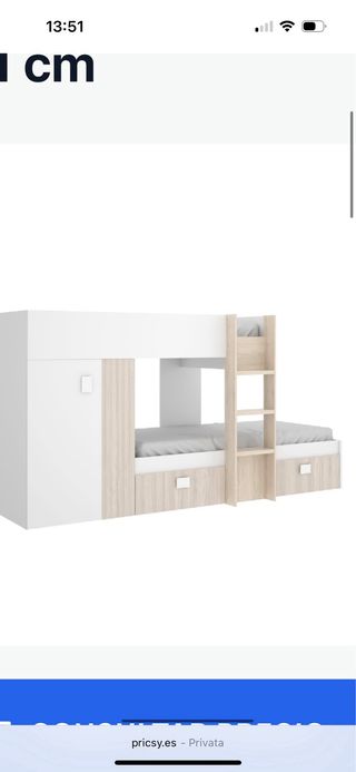 Cama tren con armario y cajones