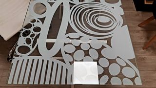 Conjunto mesa cristal y silla despacho