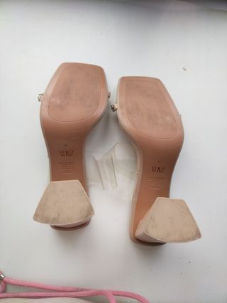 Sandalias Zara Tacon Transparente Brillantes