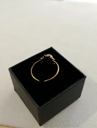 Anillo Sol Acero Inoxidable Turquesa Dorado