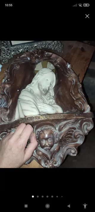 Imagen cerámica antigua Cristo Padre Nuestro en 3D