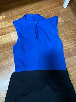 Abito donna elegante blu e nero con tasche