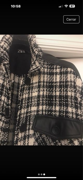 Abrigo Zara pata de gallo polipiel