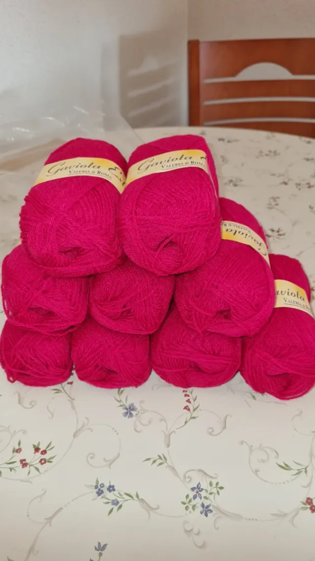 9 ovillos lana fucsia 50gr manualidades