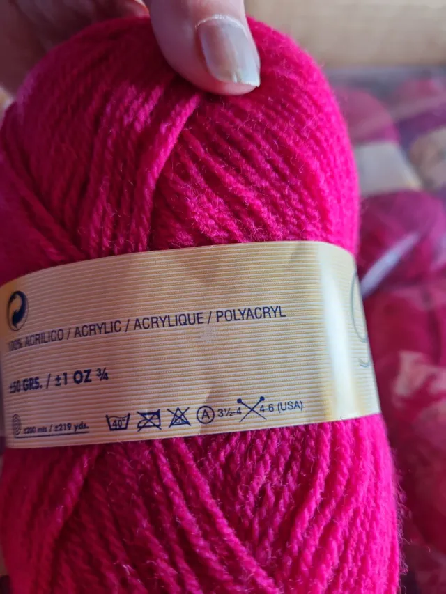 9 ovillos lana fucsia 50gr manualidades