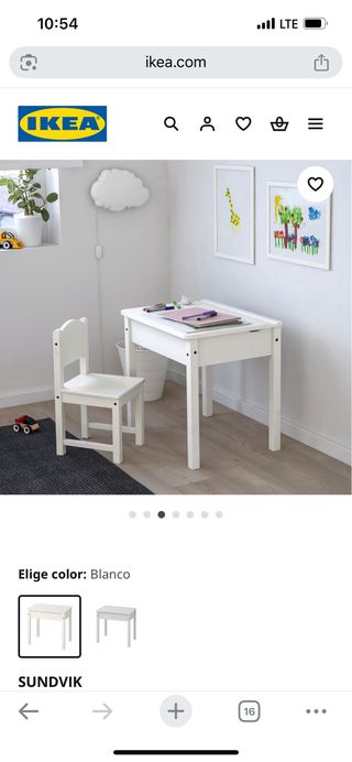 Mesa escritorio infantil Ikea SUNDVIK blanca