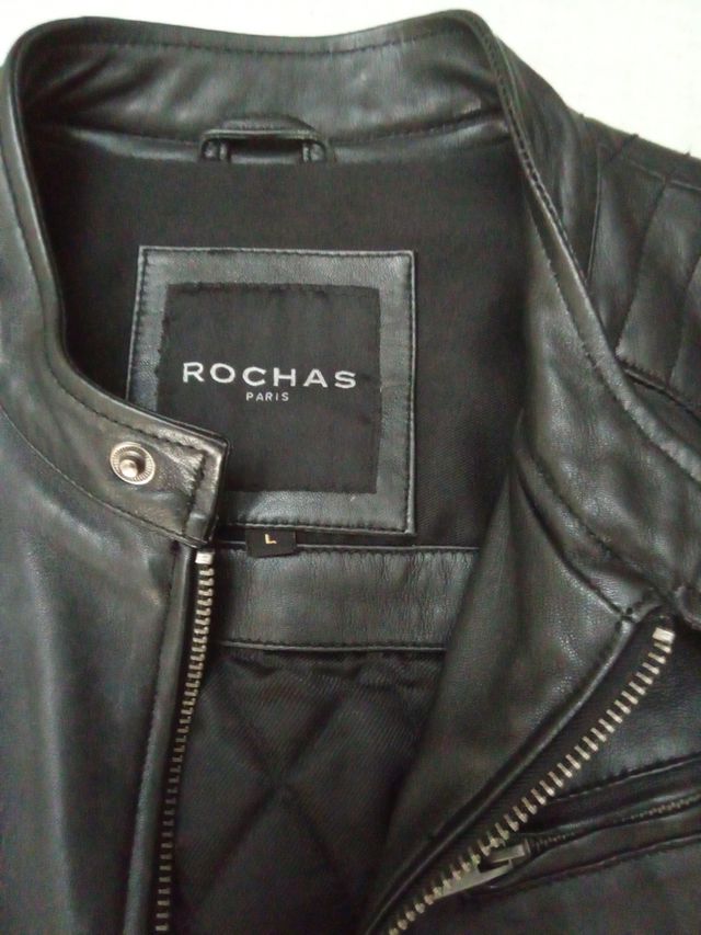 Cazadora Biker Piel Negra Rochas